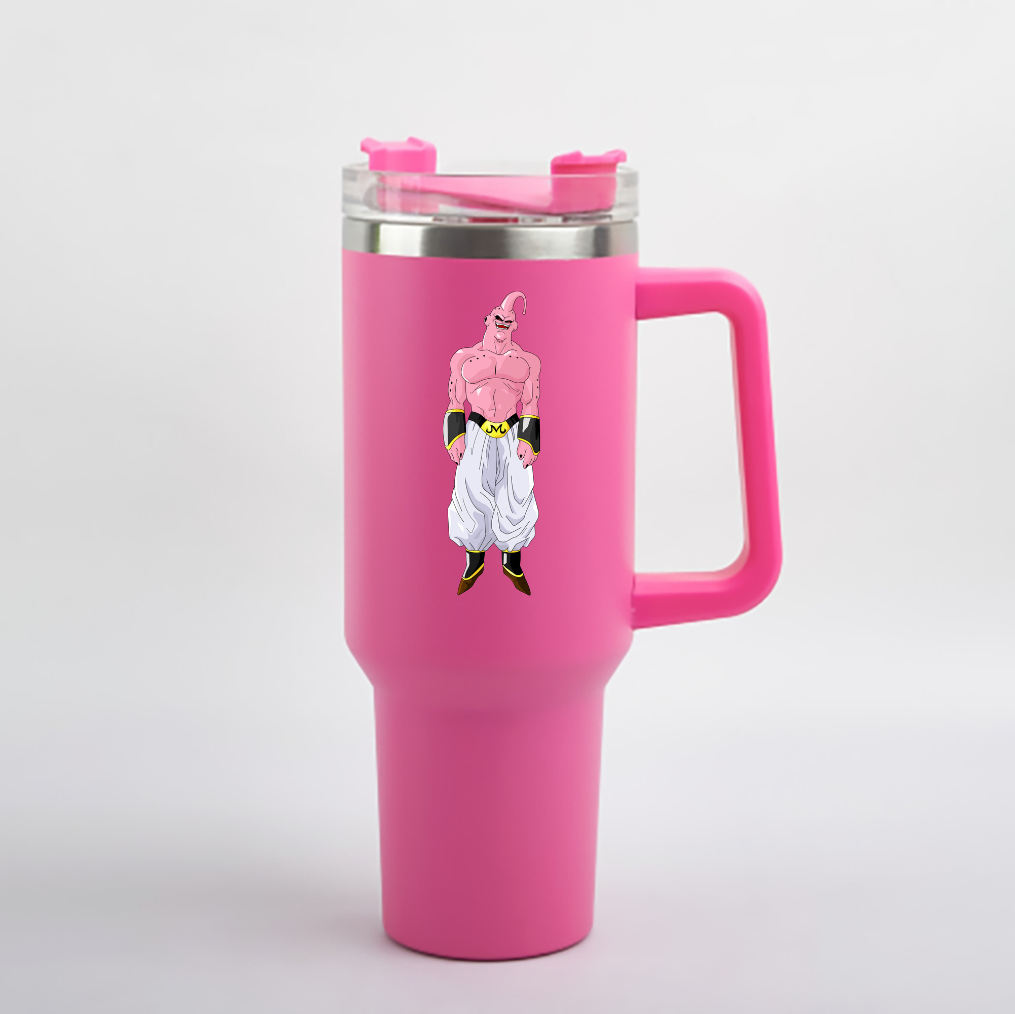 （画像用） ドラゴンボール 魔人ブウ DRAGON BALL Majin Buu 1200mL車用タンブラー - クリスタルステッカー（プラスチックストロー付き）